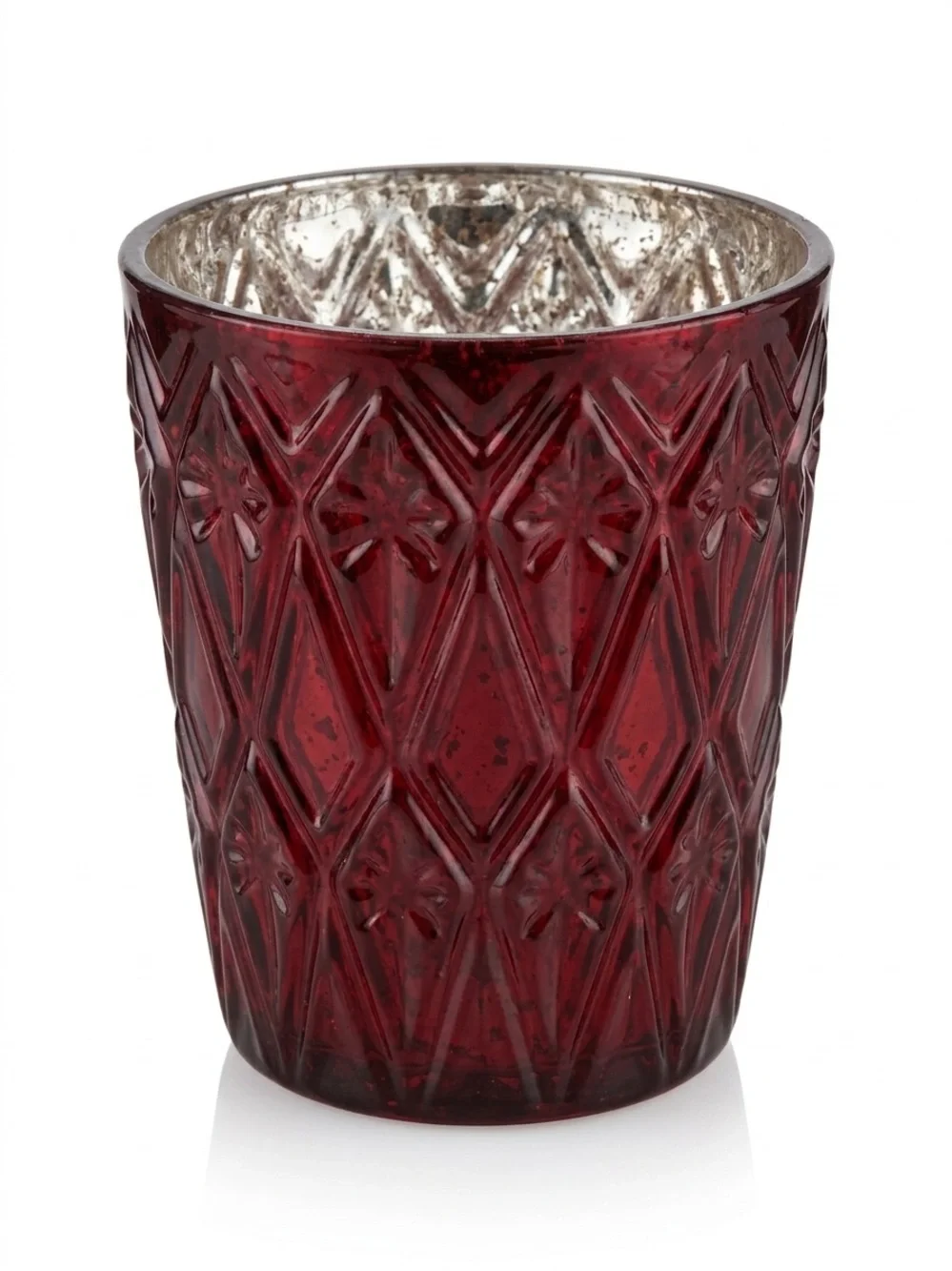 Pottery Barn Red Mercury Glass Votive Candle Holders - Set of 3